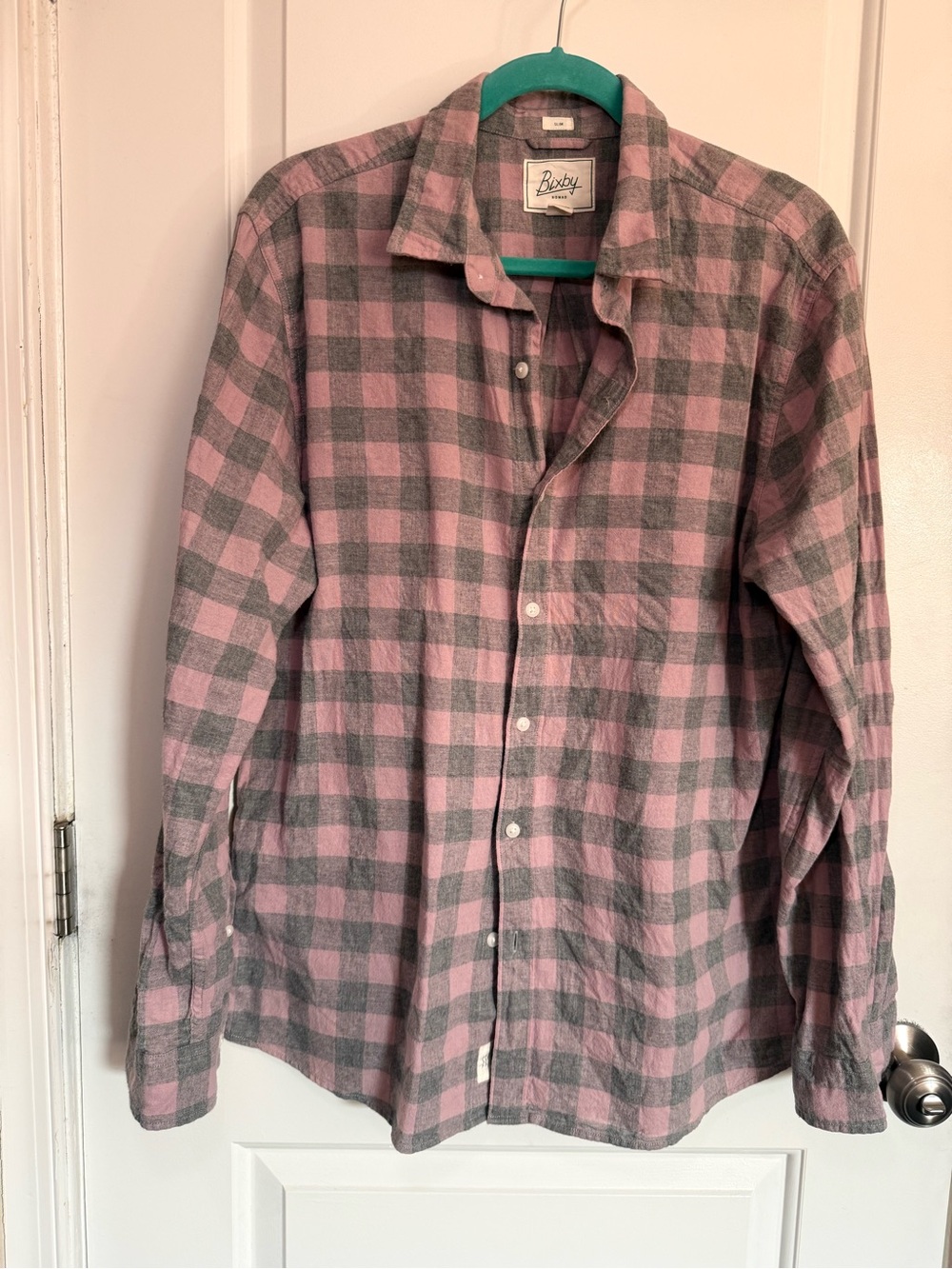 Nomad Men's Pink and Gray Plaid Button-Down Shirt